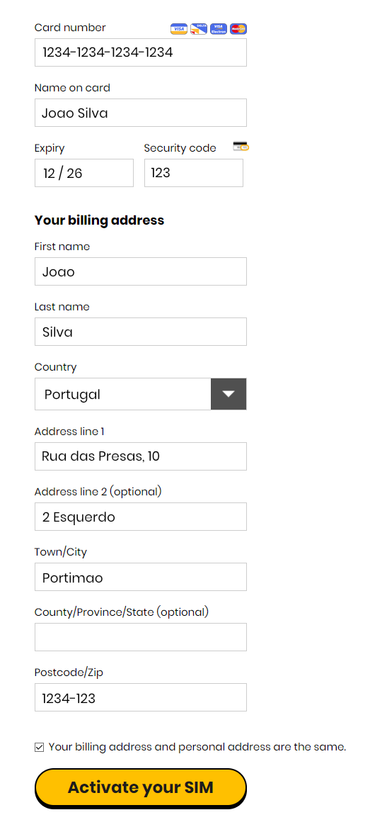 giffgaff pagamento activar SIM